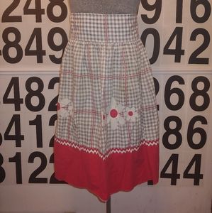 Vintage Gingham Floral Handmade Half Apron